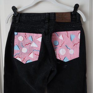 Black Vintage Calvin Klein jeans with hand painted